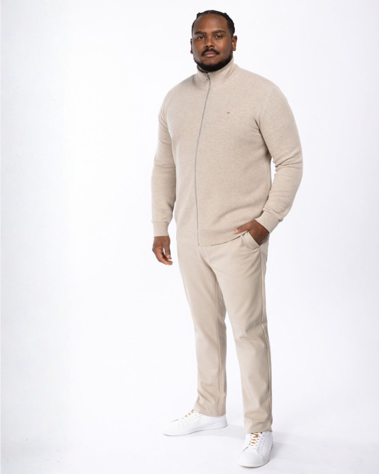 Gilet zippé grande taille beige