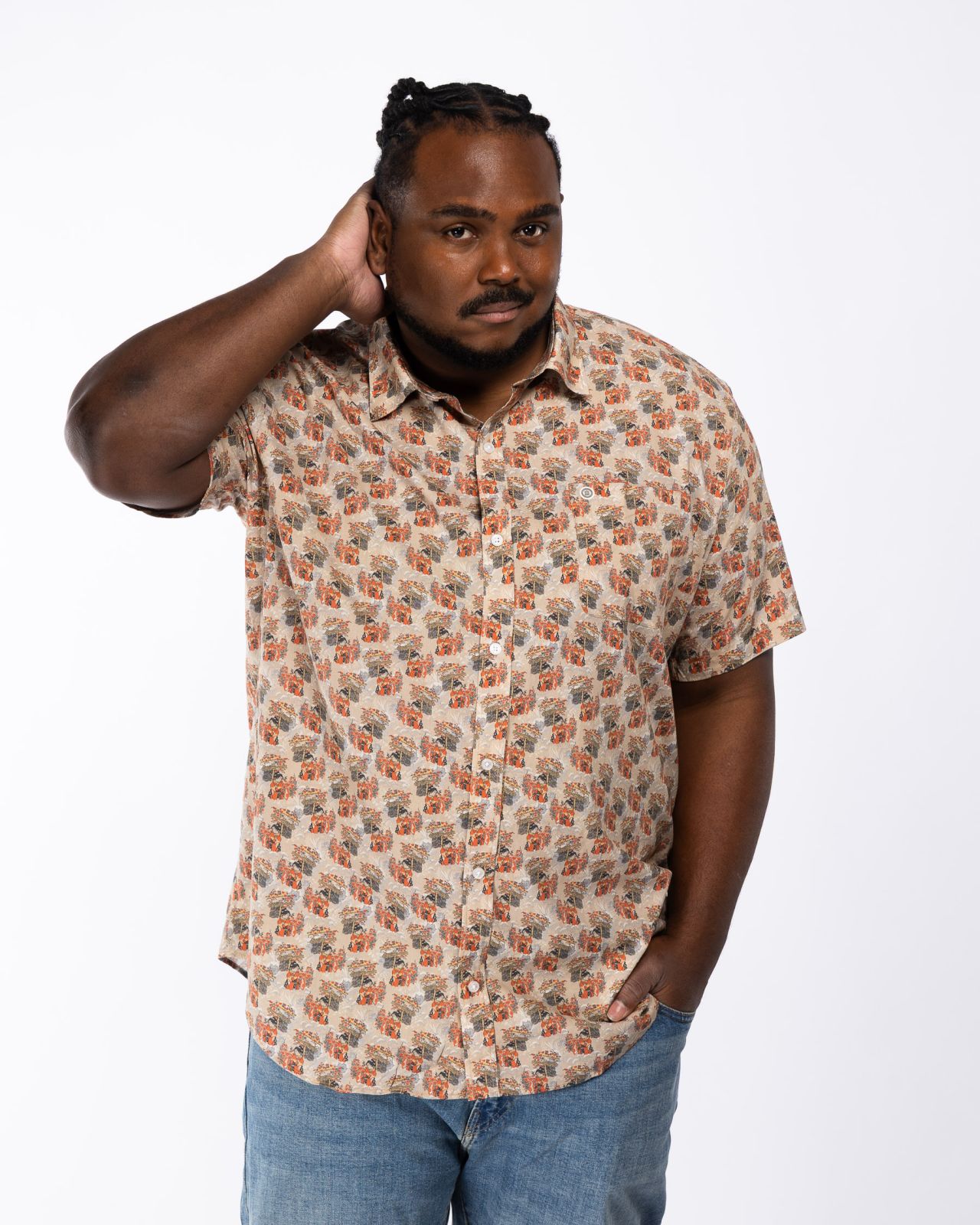 Chemisette avec impression Japon grande taille beige