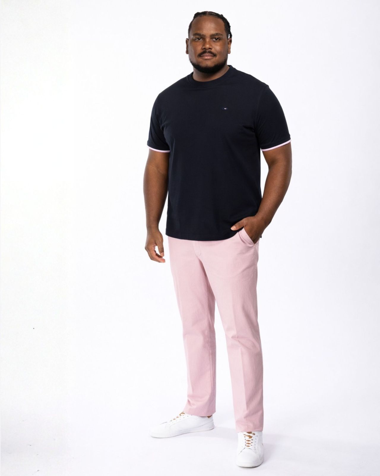 Pantalon chino grande taille dobby rose