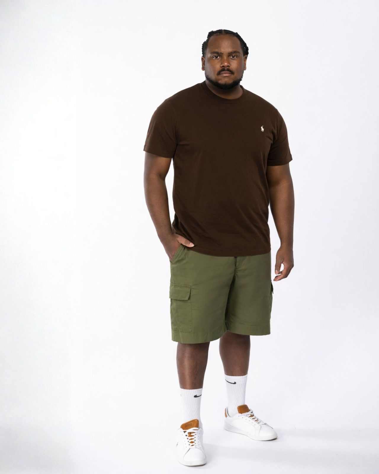 Short cargo grande taille vert kaki