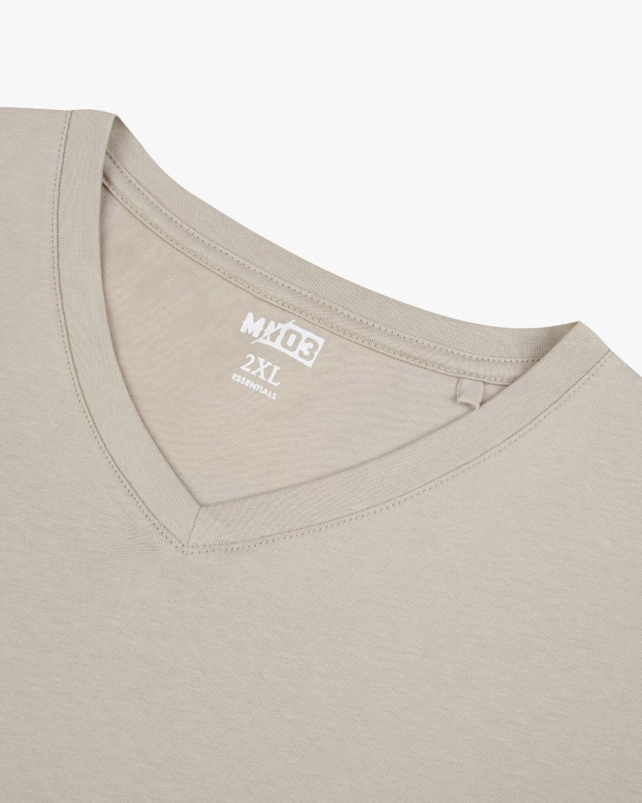 T-shirt col V uni grande taille beige