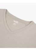 T-shirt col V uni grande taille beige