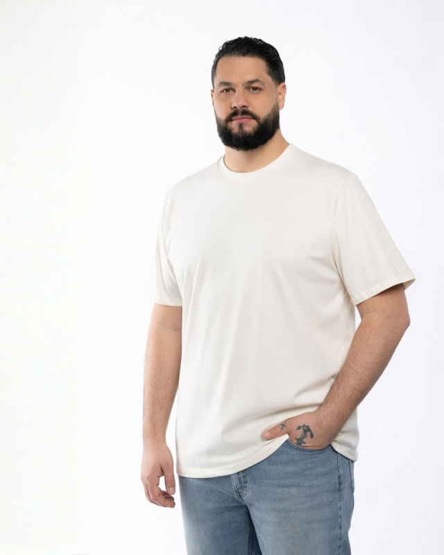 T-shirt épais grande taille blanc cassé
