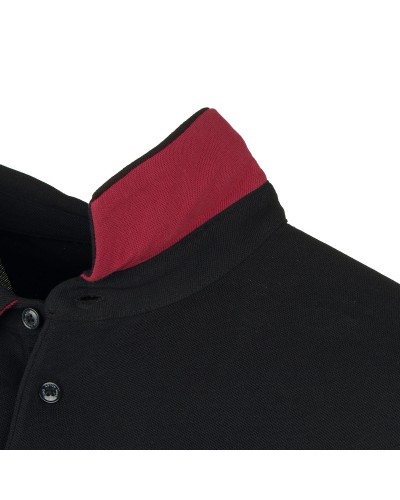 Polo manches longues pima Aston noir: grande taille du 0XL au 4XL