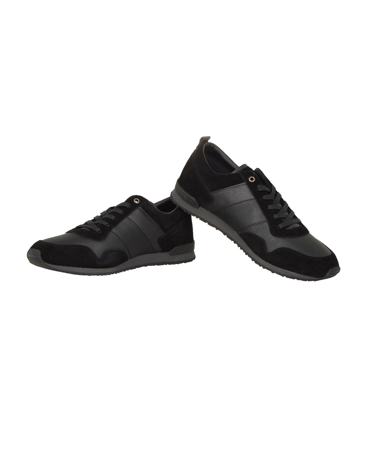 Baskets cuir noir: grande taille du 46 au 48