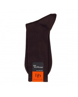 Chaussettes marron pur fil d'Ecosse 100% coton : grande taille du 46 au 51