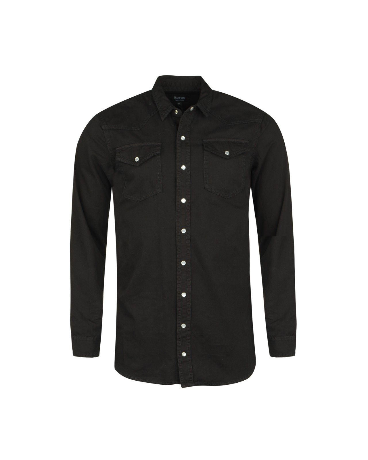 Chemise en jean noir: manches extra-longues 72cm