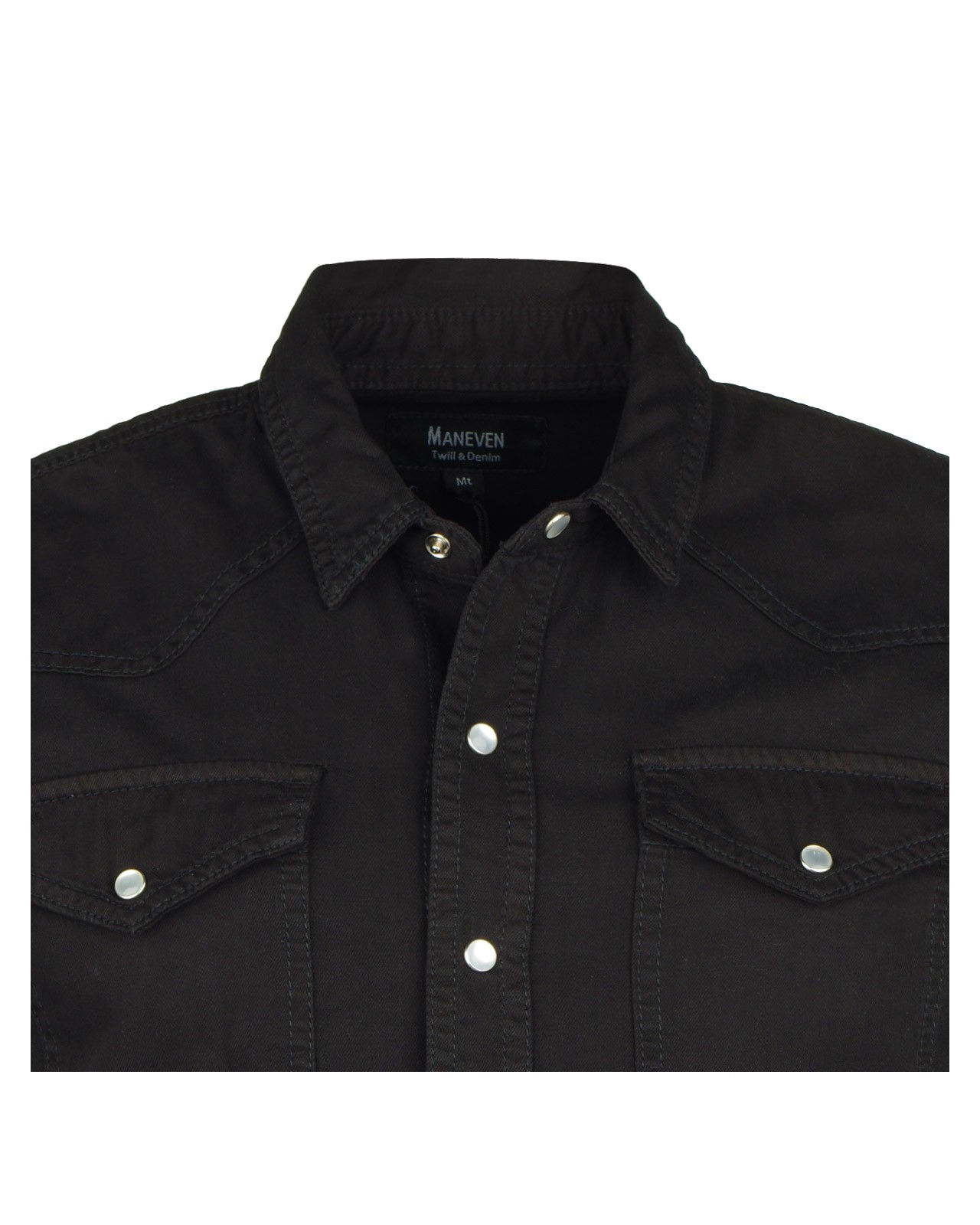 Chemise en jean noir: manches extra-longues 72cm