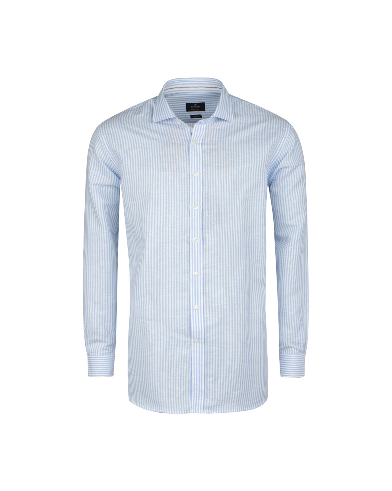 Chemise à rayures en lin bleu: grande taille du 0XL au 4XL