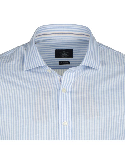 Chemise à rayures en lin bleu: grande taille du 0XL au 4XL