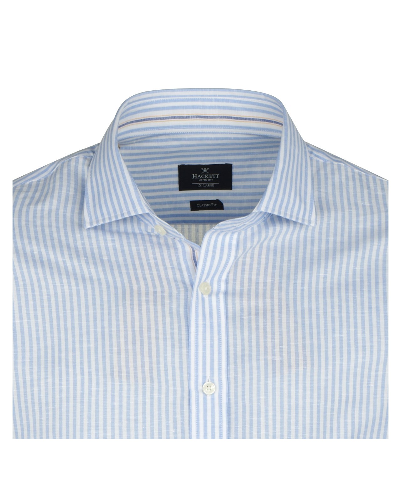 Chemise à rayures en lin bleu: grande taille du 0XL au 4XL