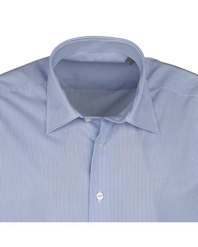 Chemise rayures bâton bleu: grande taille du 44 (XL) au 50 (4XL)