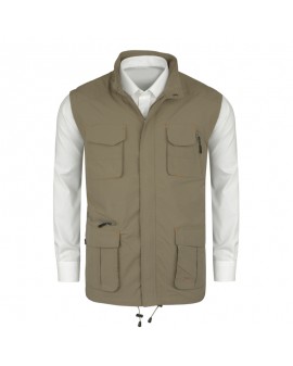 Gilet reporter beige: grande taille du 2XL au 10XL