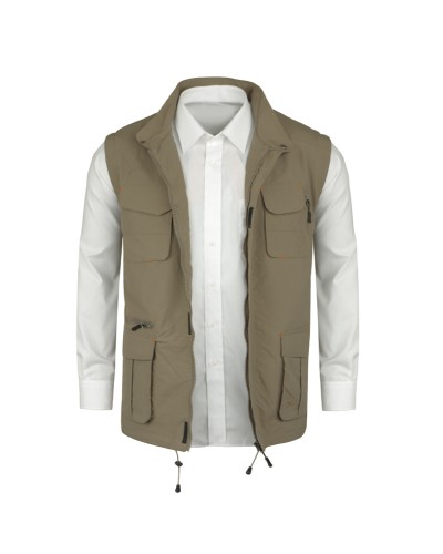 Gilet reporter beige: grande taille du 2XL au 10XL