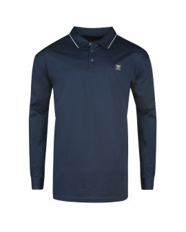 Polo manches longues en jersey Aston bleu marine: grande taille du 0XL au 4XL