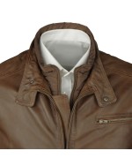 Blouson court cuir marron pour Homme Grand : du L au 3XL