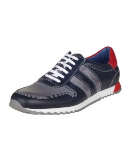 Sneaker en cuir bicolore bleu marine: grande taille du 46 au 49