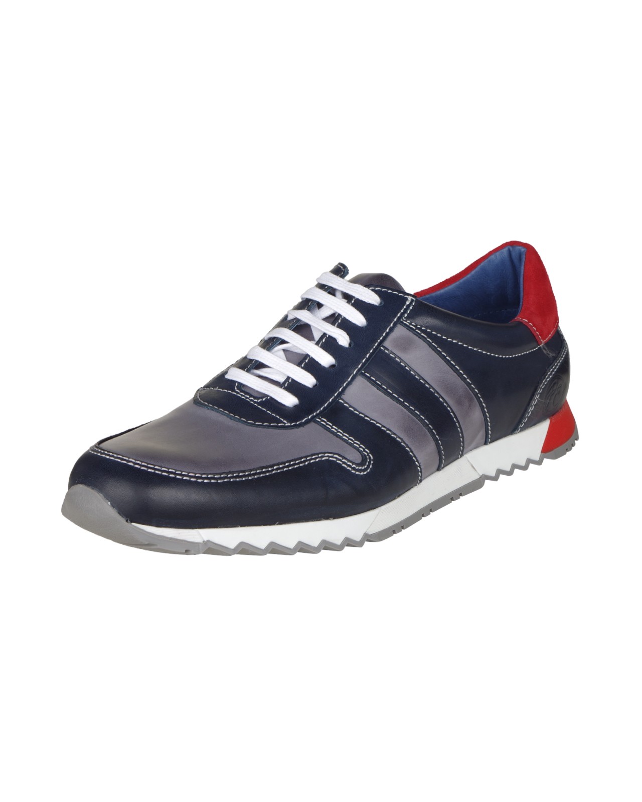 Sneaker en cuir bicolore bleu marine: grande taille du 46 au 49