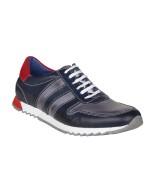 Sneaker en cuir bicolore bleu marine: grande taille du 46 au 49