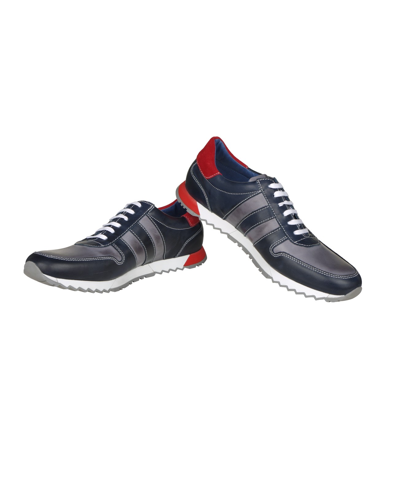 Sneaker en cuir bicolore bleu marine: grande taille du 46 au 49