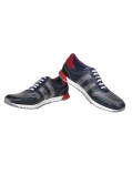 Sneaker en cuir bicolore bleu marine: grande taille du 46 au 49
