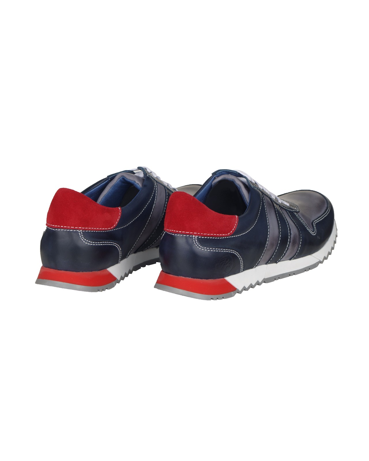 Sneaker en cuir bicolore bleu marine: grande taille du 46 au 49