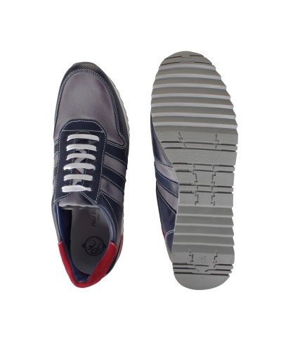 Sneaker en cuir bicolore bleu marine: grande taille du 46 au 49