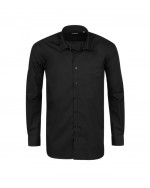 Chemise popeline noir: grande taille du 44 (XL) au 50 (4XL)