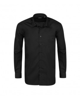 Chemise popeline noir: grande taille du 44 (XL) au 50 (4XL)