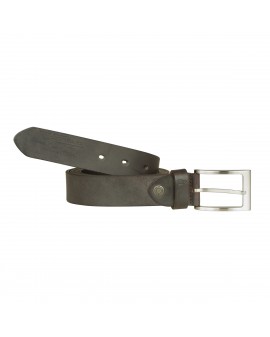 Ceinture Cuir marron avec boucle argent: grande taille de 100 à 140 cm