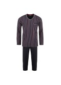 Pyjama col V à rayures bleu: grande taille du 3XL au 10XL