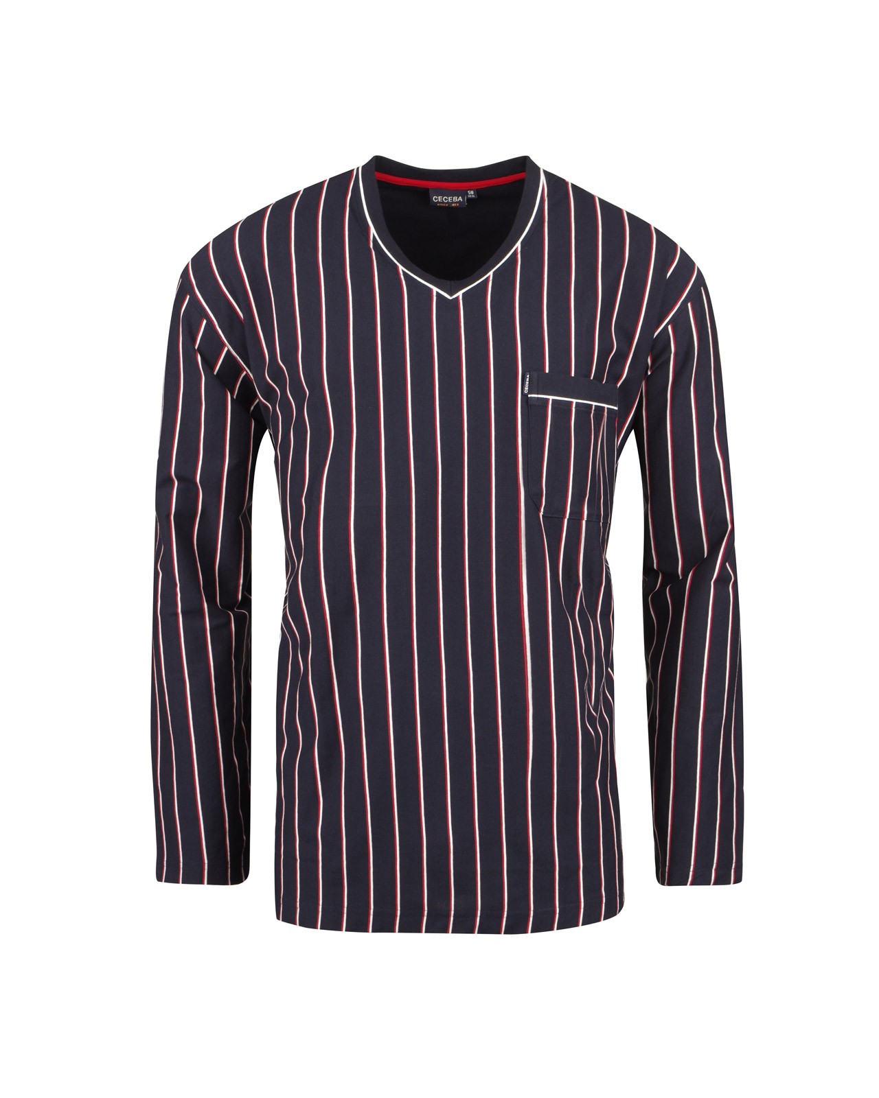 Pyjama col V à rayures bleu: grande taille du 3XL au 10XL