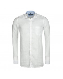 Chemise en lin blanc cintrée: manches extra-longues 72cm