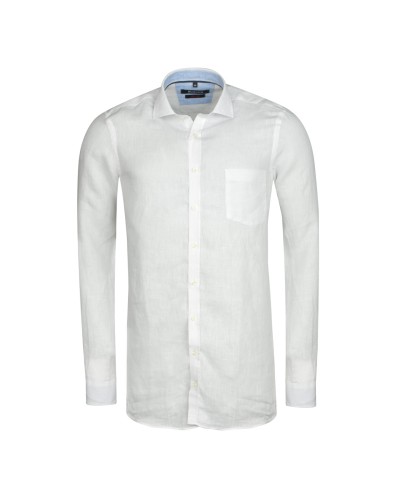 Chemise en lin blanc cintrée: manches extra-longues 72cm