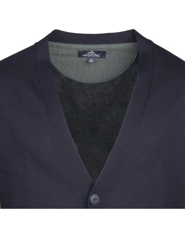 Gilet Cardigan En Coton Hastorg Bleu Marine Homme Grand Size Factory