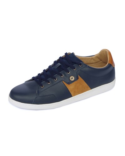 Sneakers en cuir bleu marine: grande taille du 47 au 49