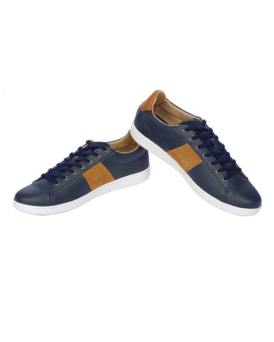 Sneakers en cuir bleu marine: grande taille du 47 au 49