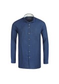 Chemise en lin bleu cintrée: manches extra-longues 72cm