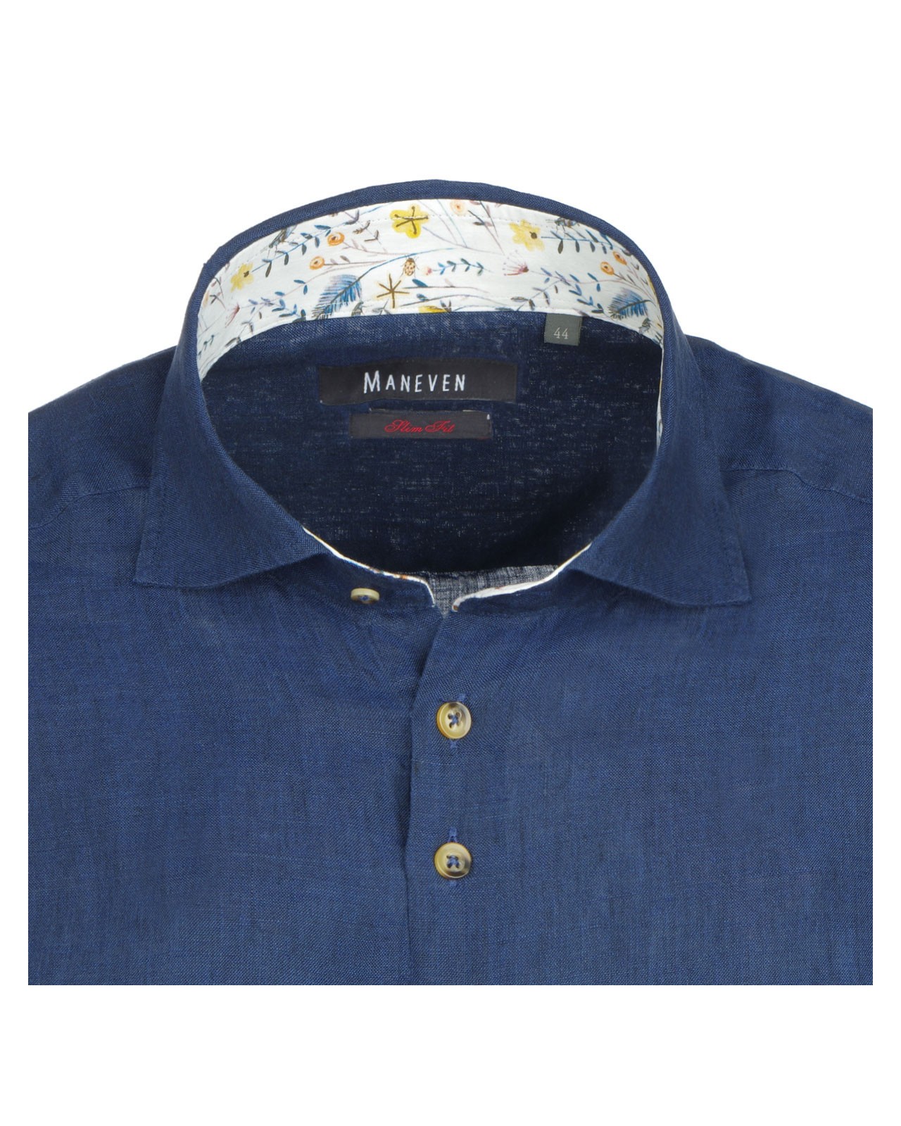 Chemise en lin bleu cintrée: manches extra-longues 72cm