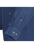 Chemise en lin bleu cintrée: manches extra-longues 72cm