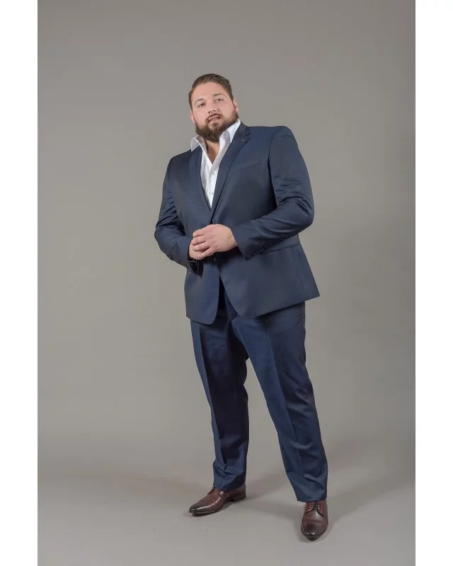 Pantalon de costume préférence vichy bleu : grande taille du 54 au 64