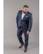 Pantalon de costume préférence vichy bleu : grande taille du 54 au 64