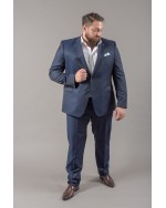 Pantalon de costume préférence vichy bleu : grande taille du 54 au 64