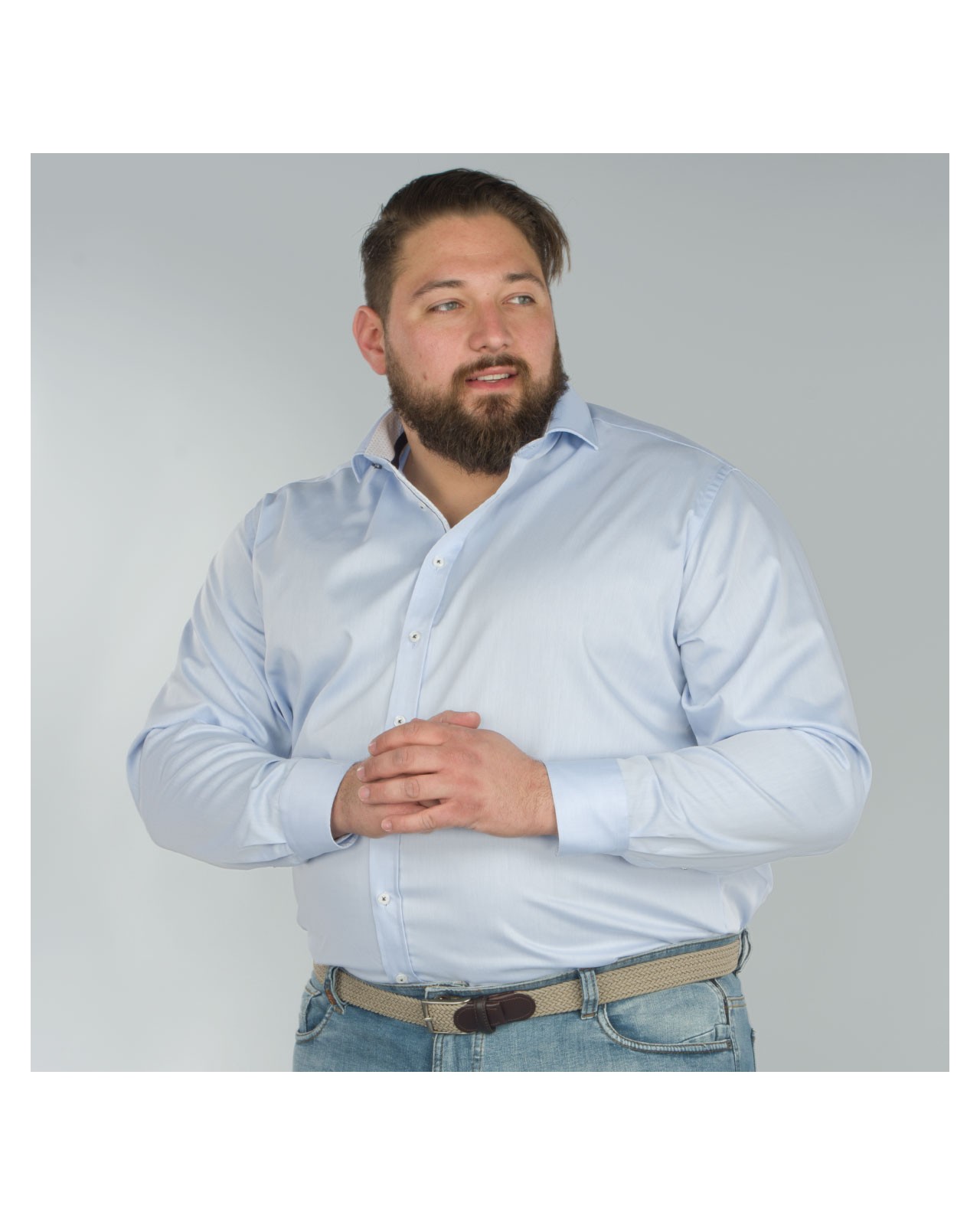 Chemise twill bleu: grande taille du 44 (XL) au 50 (4XL)