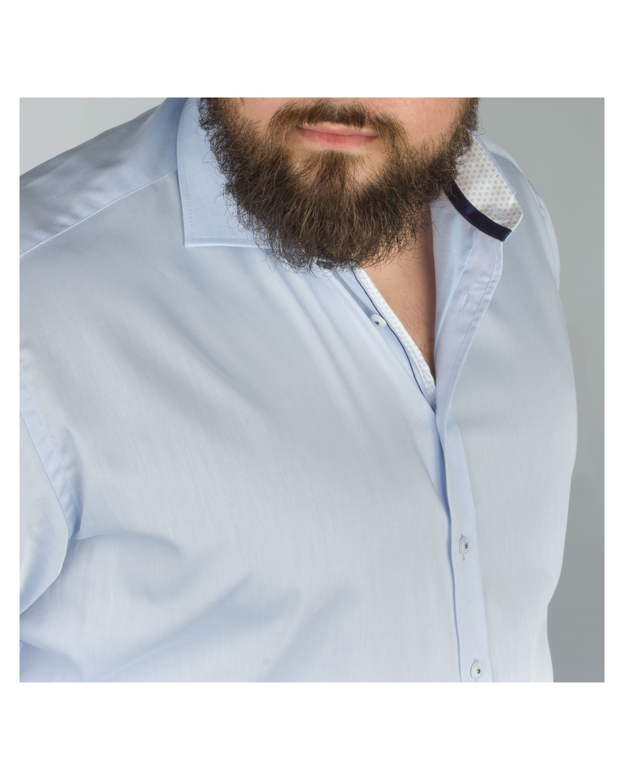 Chemise twill bleu: grande taille du 44 (XL) au 50 (4XL)