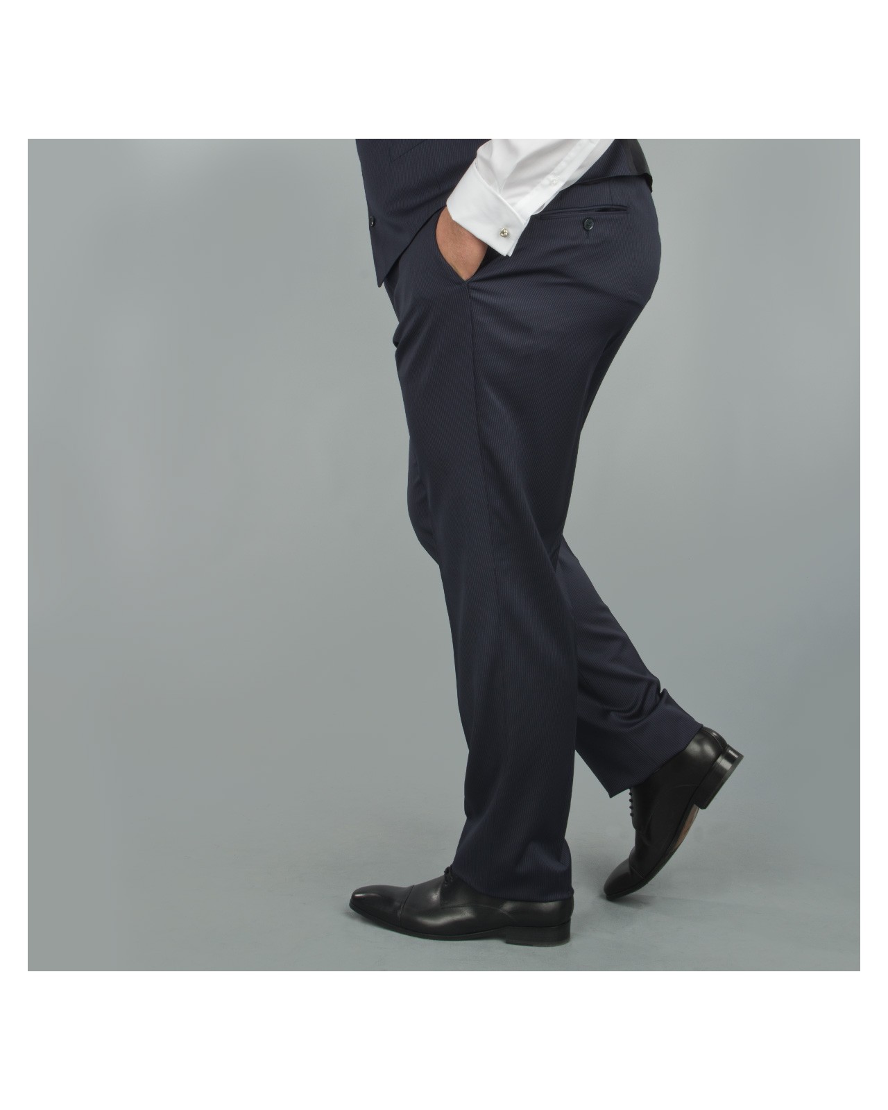 Pantalon de costume Maestro à rayures bleu : grande taille du 54 au 64