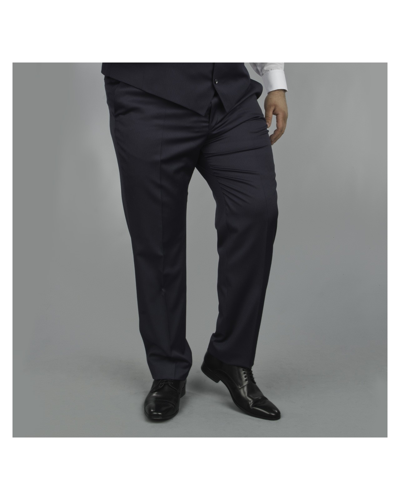 Pantalon de costume Maestro à rayures bleu : grande taille du 54 au 64