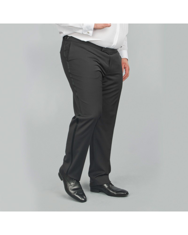 Pantalon de smoking noir avec satin : pour Homme Fort jusqu'au 62