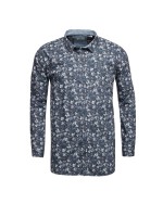 Chemise à fleurs MN03 grande taille bleue indigo