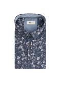 Chemise à fleurs MN03 manches extra-longues 72 cm en coton bleue